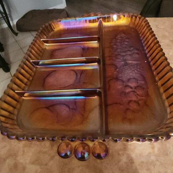 VINTAGE Indiana carnival glass relish tray - Picture 4 of 5